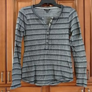 Lucky Brand button down striped henley top size small